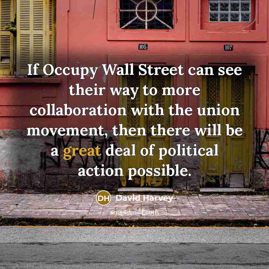 “If Occupy Wall Street can see their way to more…” quote by David Harvey