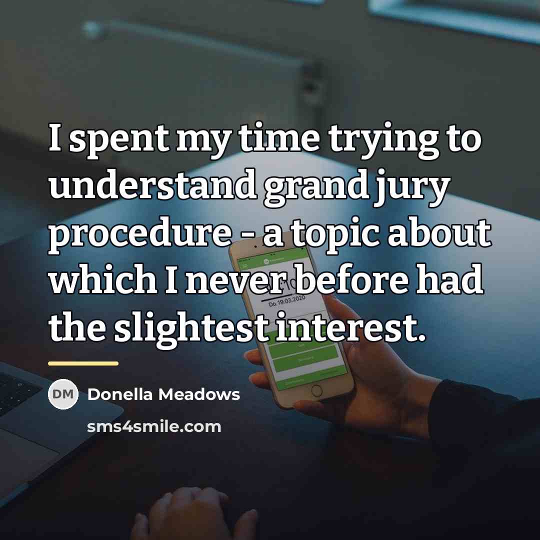 “I spent my time trying to understand grand jury procedure…” quote by Donella Meadows