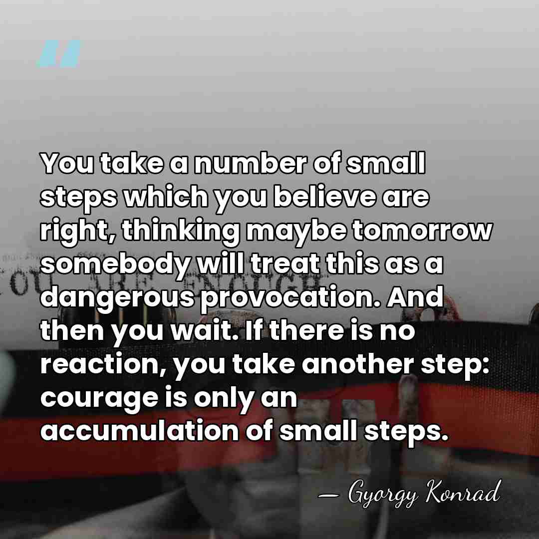 You take a number of small steps which you believe are right,&hellip; - Gyorgy Konrad