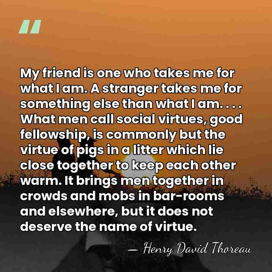 My friend is one who takes me for what I am. A&hellip; - Henry David Thoreau