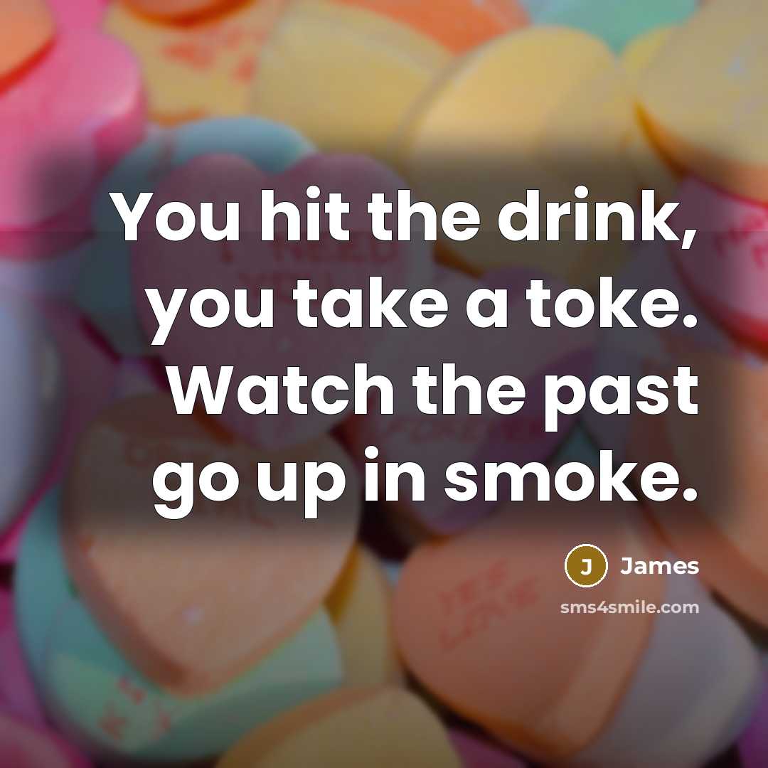 “You hit the drink, you take a toke. Watch the…” quote by James