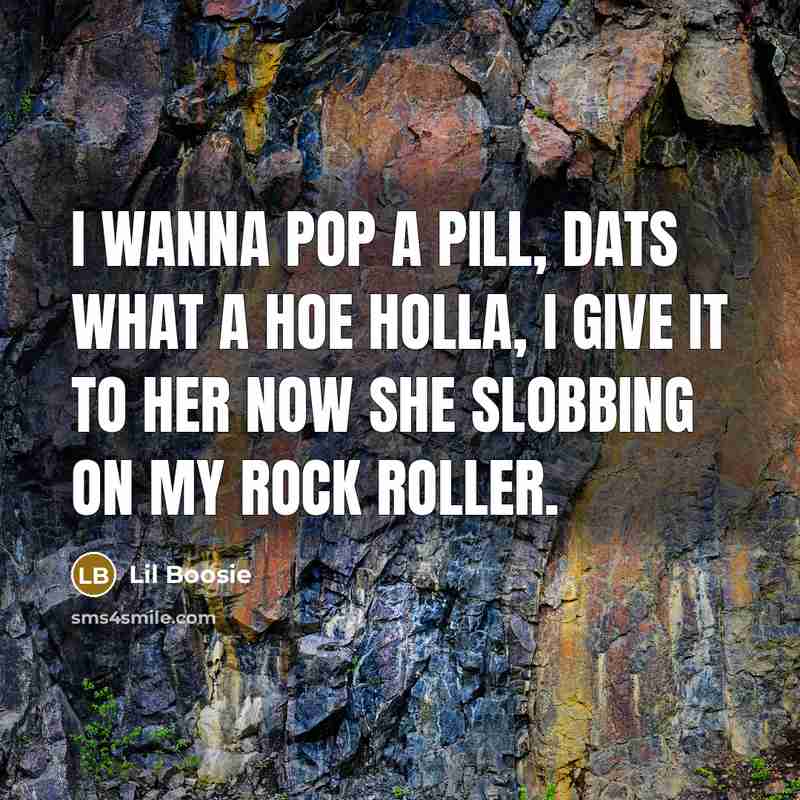 “I wanna pop a pill, dats what a hoe holla,…” quote by Lil Boosie