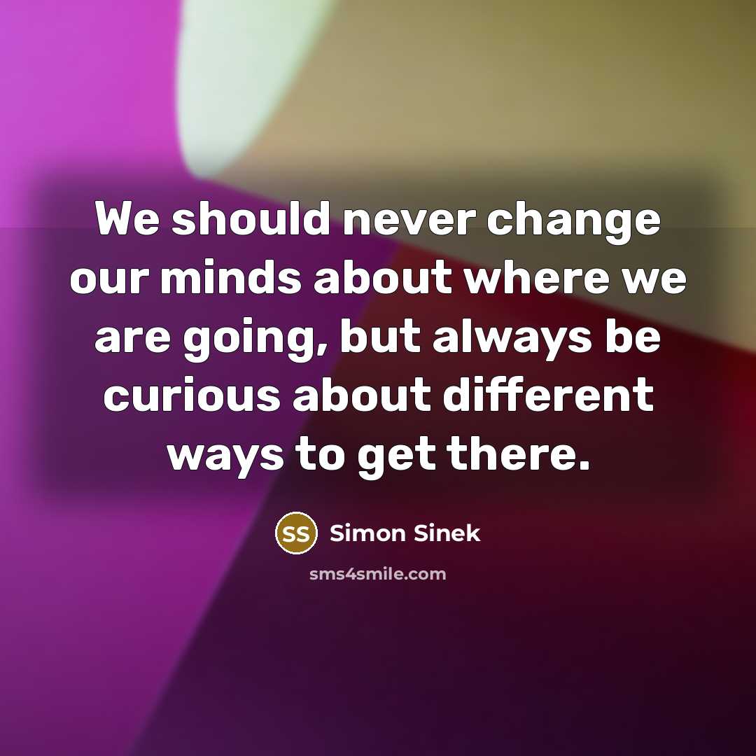 “We should never change our minds about where we are going, but always be curious about different ways to get there.” quote by Simon Sinek