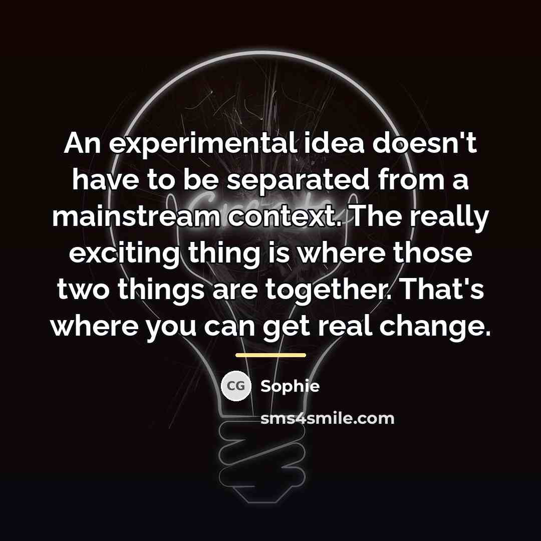 “An experimental idea doesn't have to be separated from a…” quote by Sophie