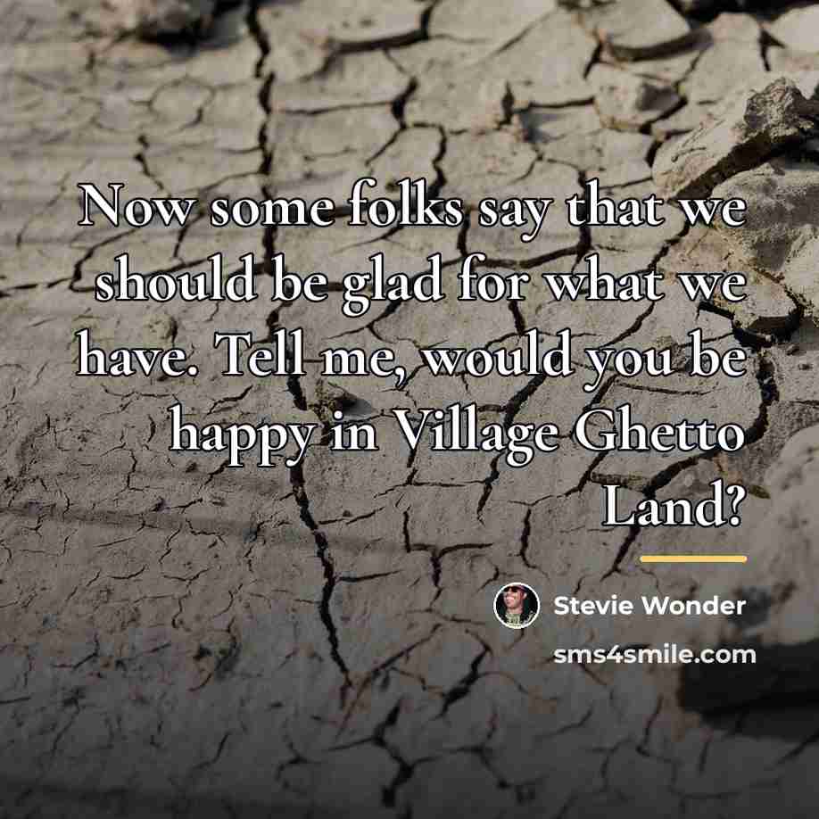 “Now some folks say that we should be glad for…” quote by Stevie Wonder