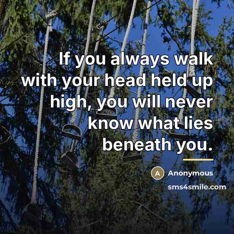 “If you always walk with your head held up high,…” quote by Anonymous