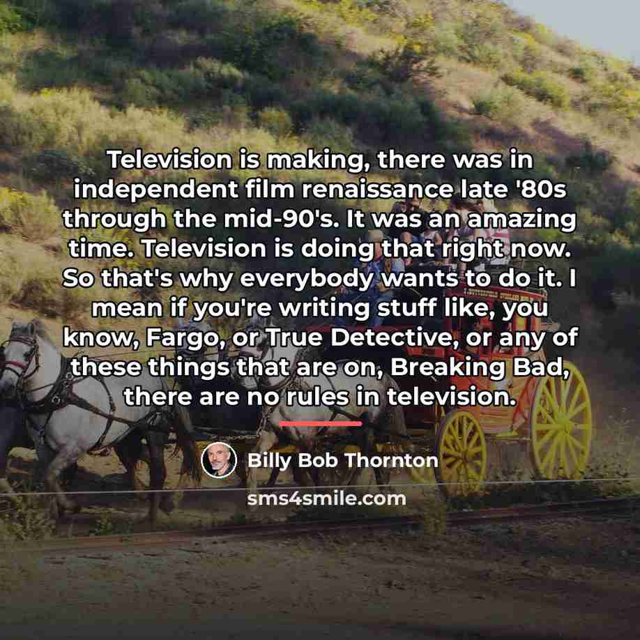 “Television is making, there was in independent film renaissance late…” quote by Billy Bob Thornton