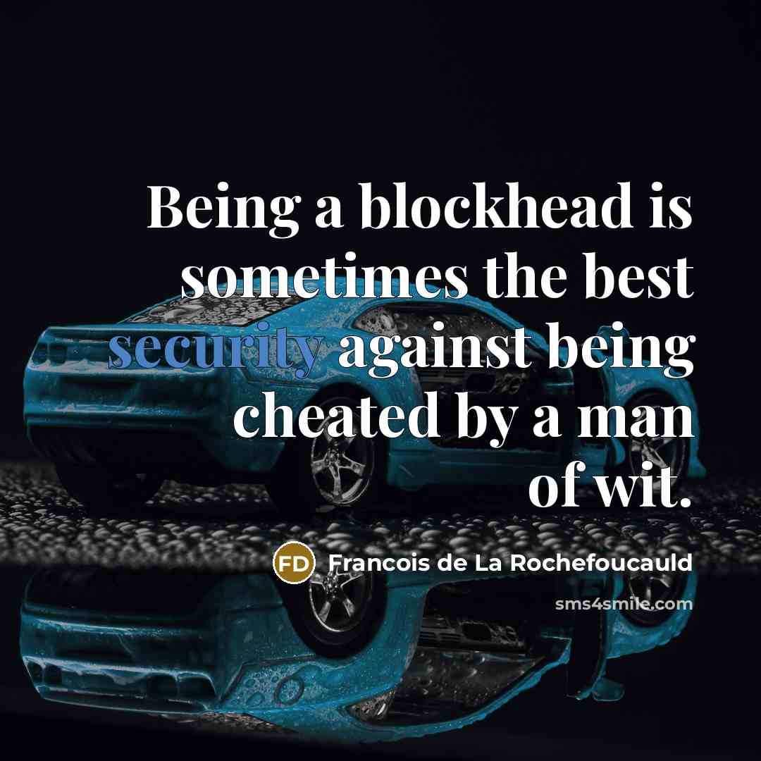 “Being a blockhead is sometimes the best security against being…” quote by Francois de La Rochefoucauld
