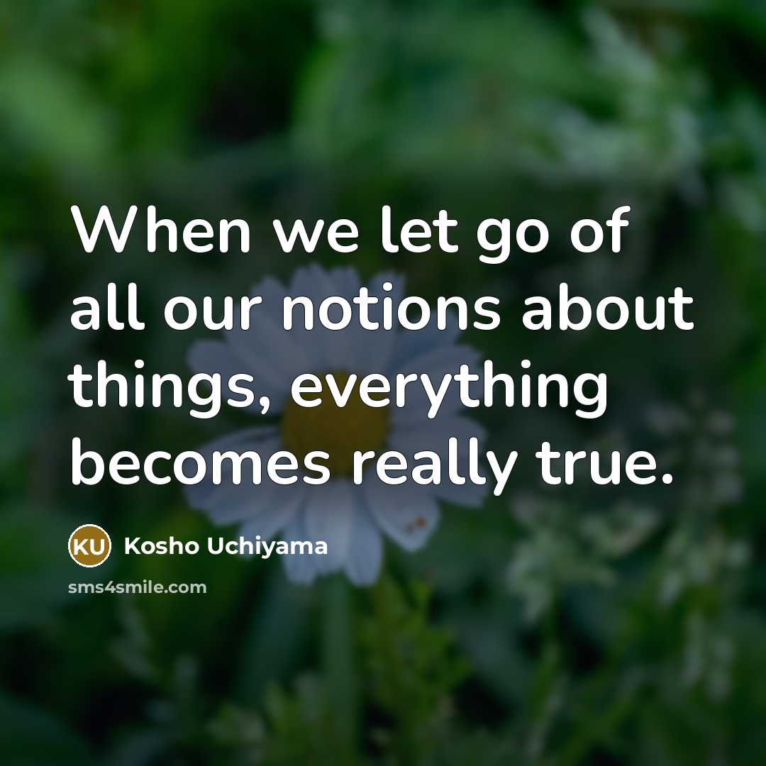 “When we let go of all our notions about things,…” quote by Kosho Uchiyama