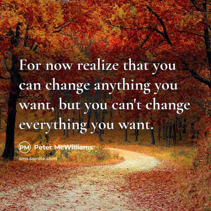 “For now realize that you can change anything you want,…” quote by Peter McWilliams