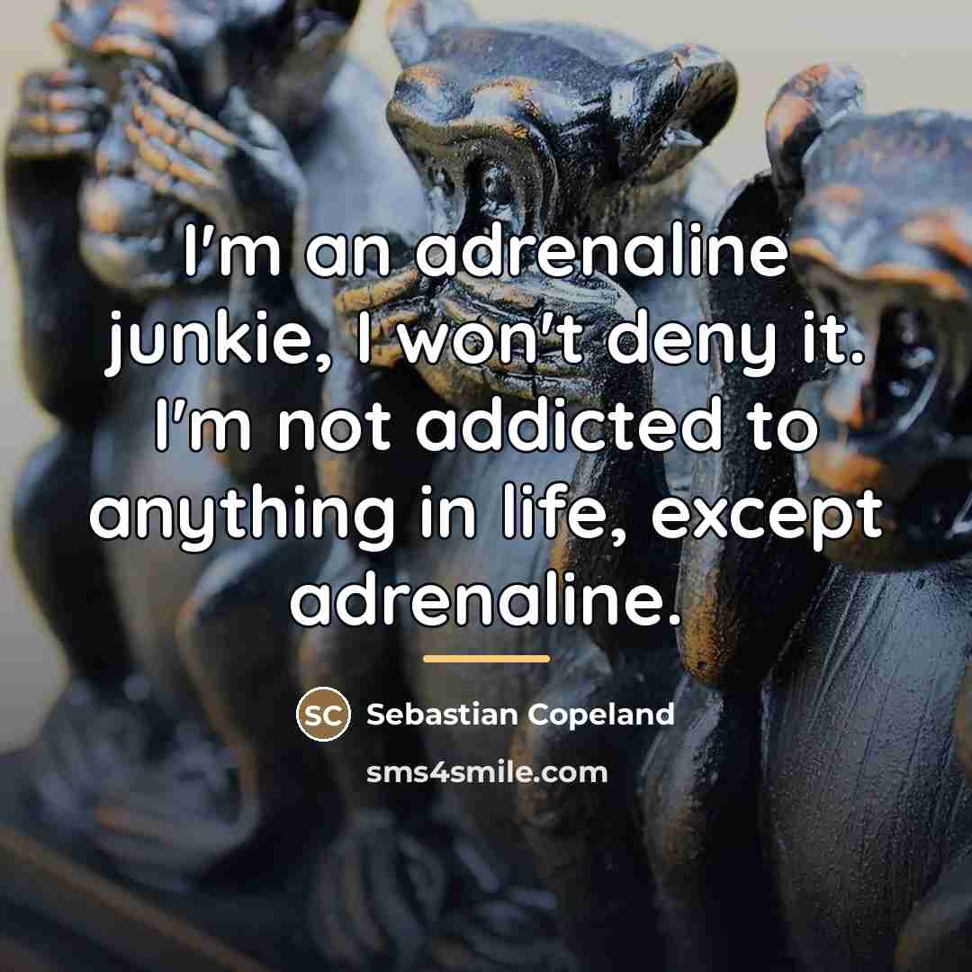 “I'm an adrenaline junkie, I won't deny it. I'm not…” quote by Sebastian Copeland