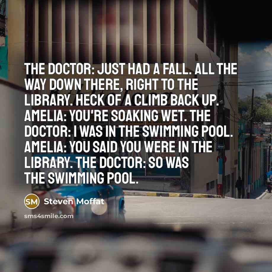 “The Doctor: Just had a fall. All the way down…” quote by Steven Moffat