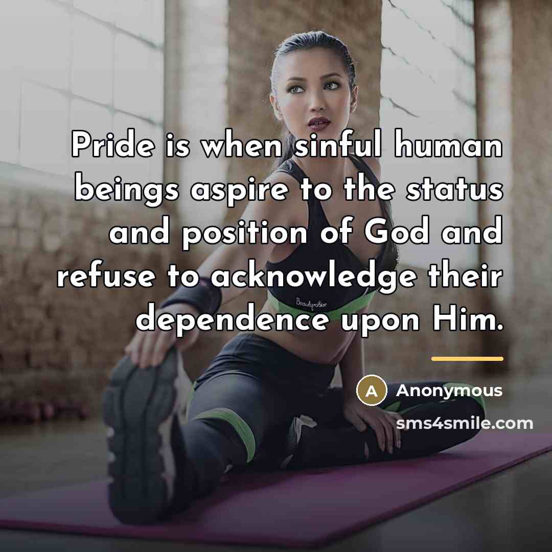 “Pride is when sinful human beings aspire to the status…” quote by Anonymous