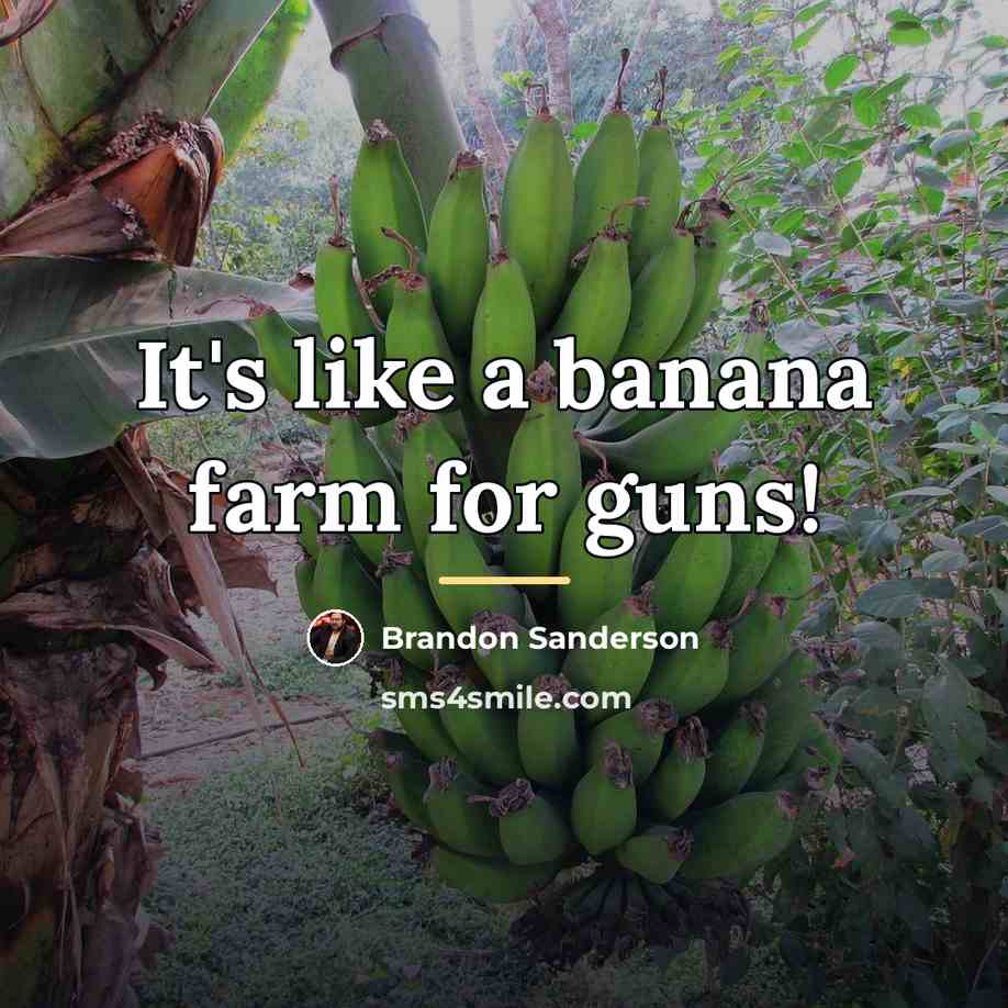“It's like a banana farm for guns!…” quote by Brandon Sanderson