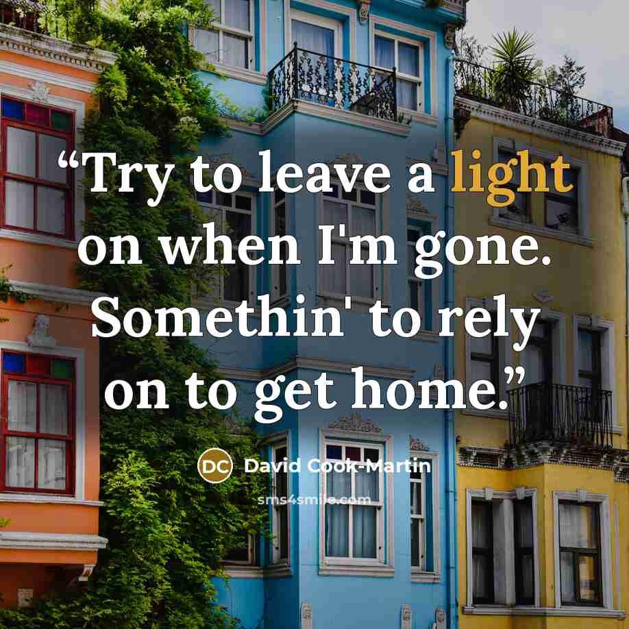 “Try to leave a light on when I'm gone. Somethin' to rely on to get home.” quote by David Cook-Martin