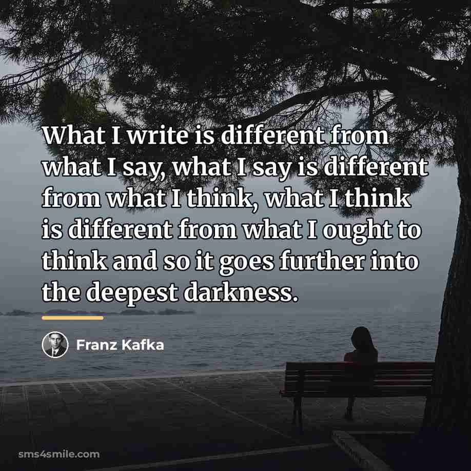 “What I write is different from what I say, what…” quote by Franz Kafka