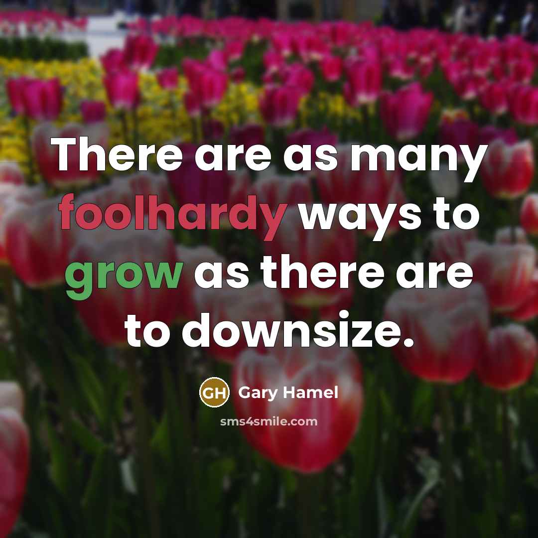 “There are as many foolhardy ways to grow as there are to downsize.” quote by Gary Hamel