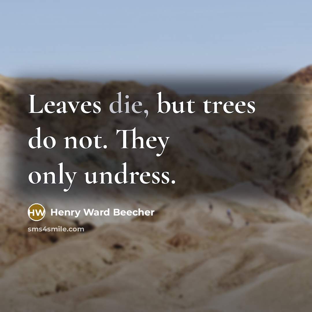 “Leaves die, but trees do not. They only undress.…” quote by Henry Ward Beecher