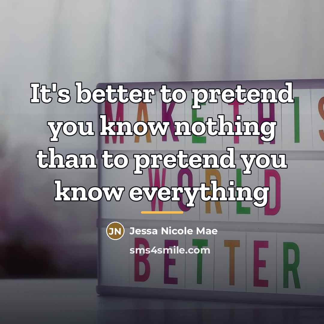 “It's better to pretend you know nothing than to pretend…” quote by Jessa Nicole Mae