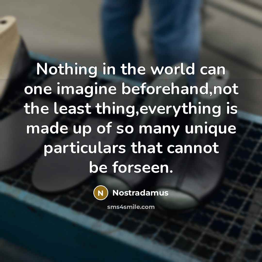 “Nothing in the world can one imagine beforehand,not the least…” quote by Nostradamus