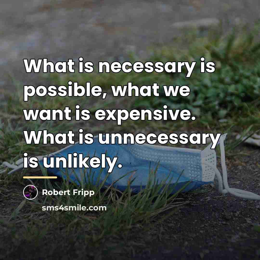 “What is necessary is possible, what we want is expensive.…” quote by Robert Fripp