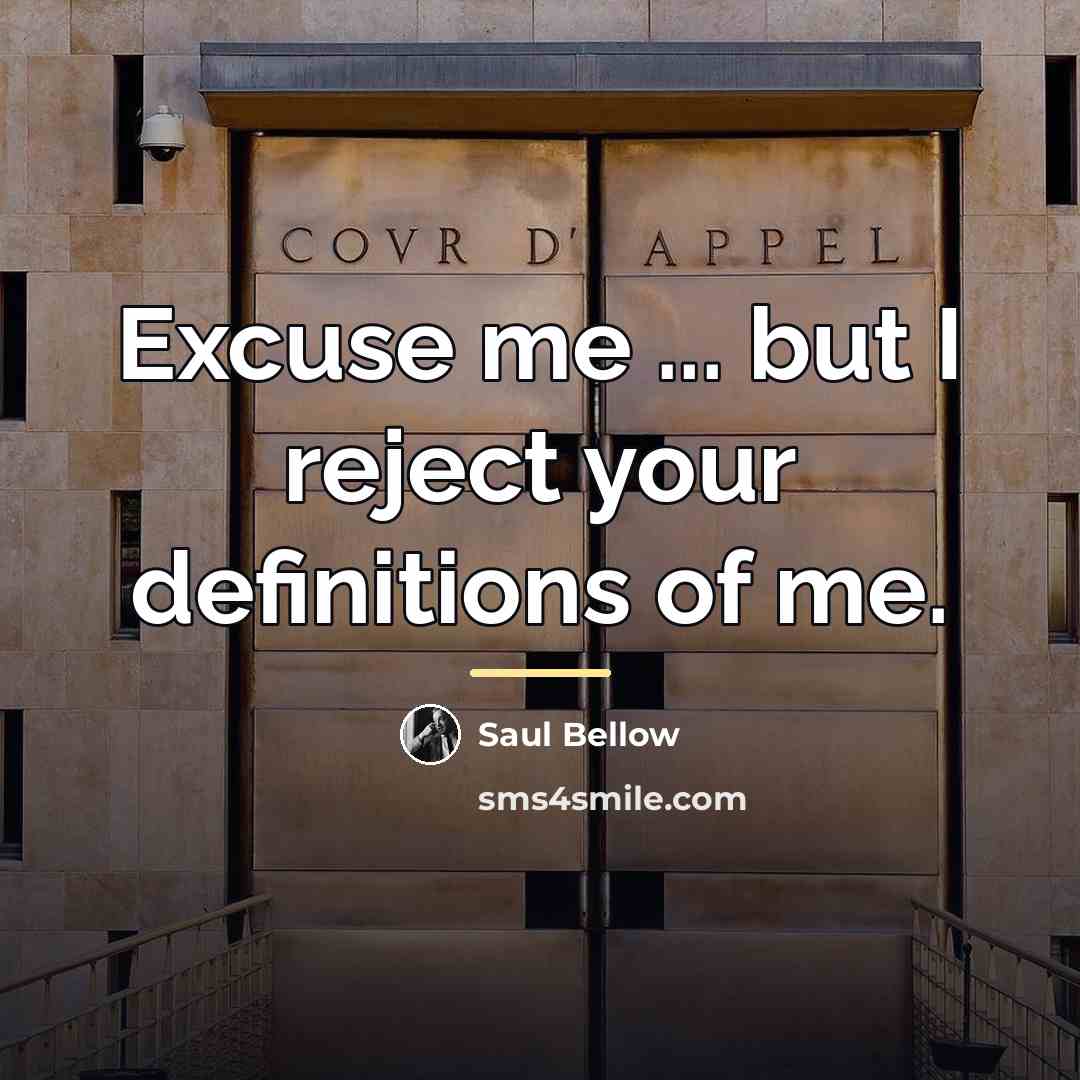 “Excuse me ... but I reject your definitions of me.…” quote by Saul Bellow