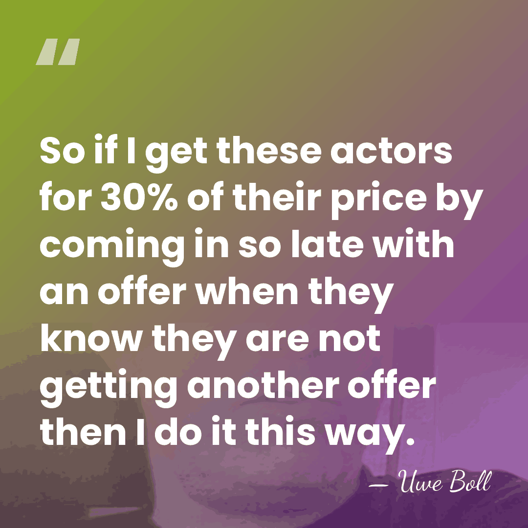 So if I get these actors for 30% of their price by&hellip; - Uwe Boll