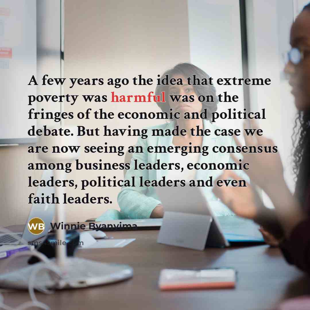 “A few years ago the idea that extreme poverty was…” quote by Winnie Byanyima