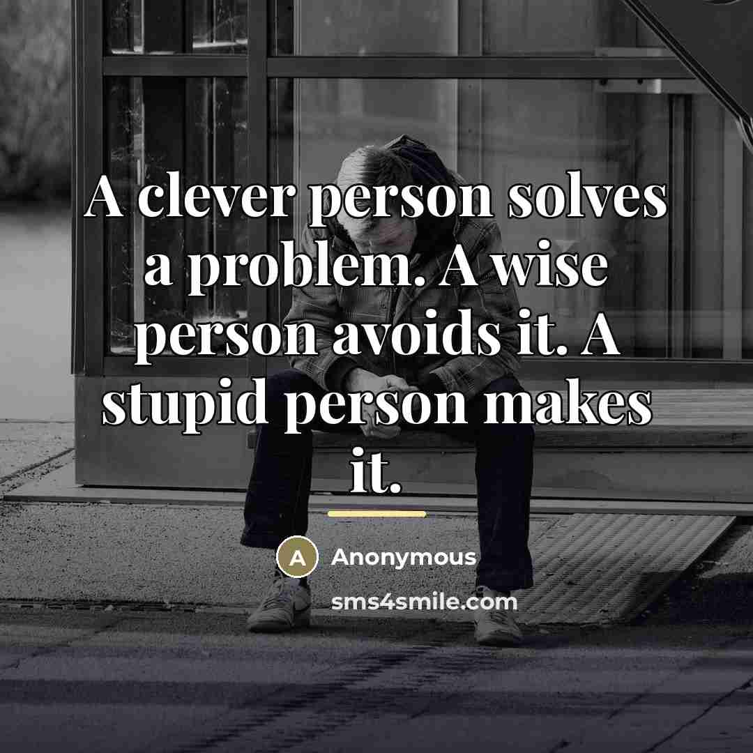 “A clever person solves a problem. A wise person avoids…” quote by Anonymous