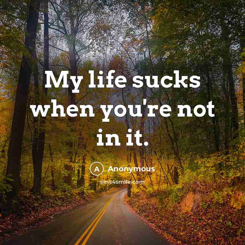 “My life sucks when you're not in it.…” quote by Anonymous