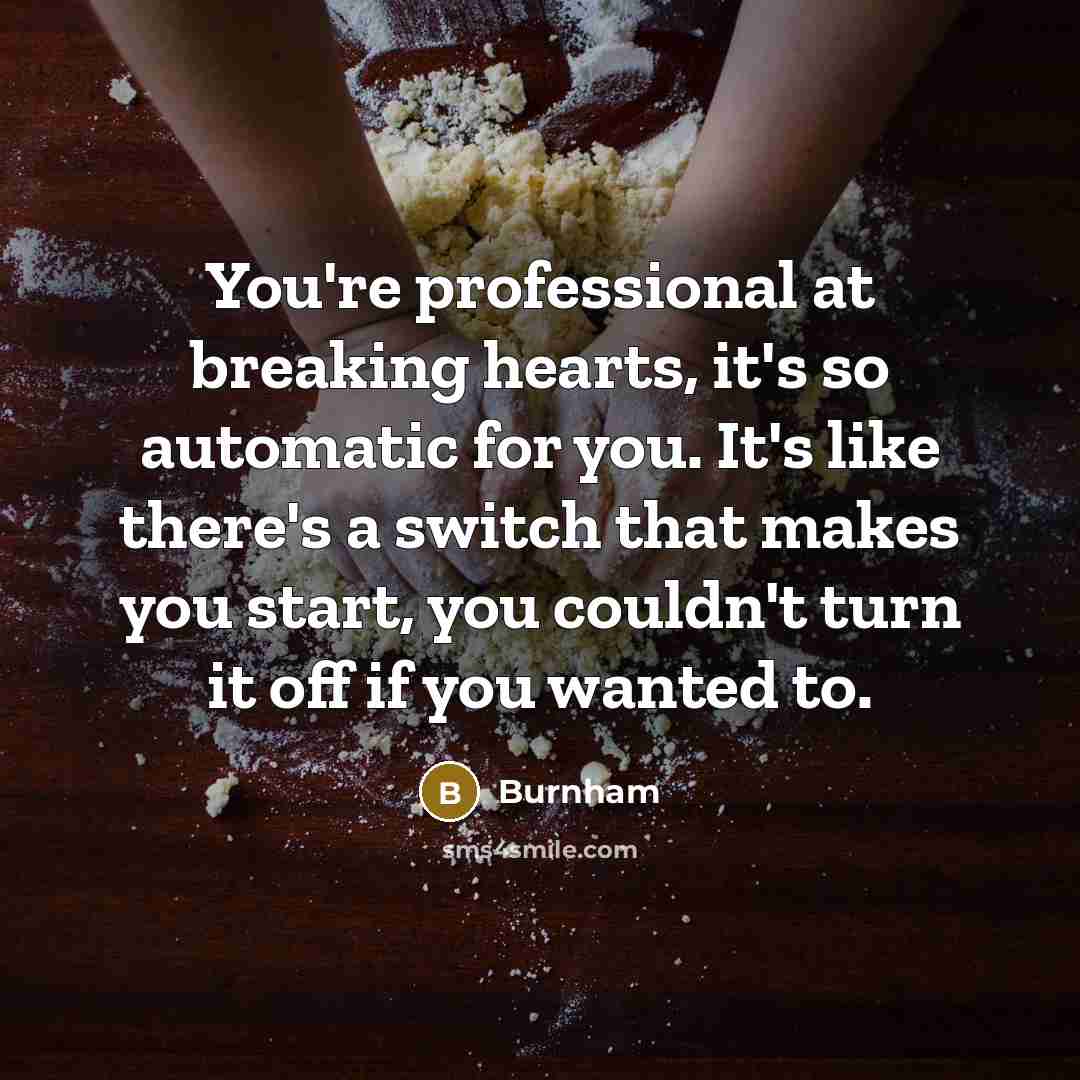 “You're professional at breaking hearts, it's so automatic for you.…” quote by Burnham