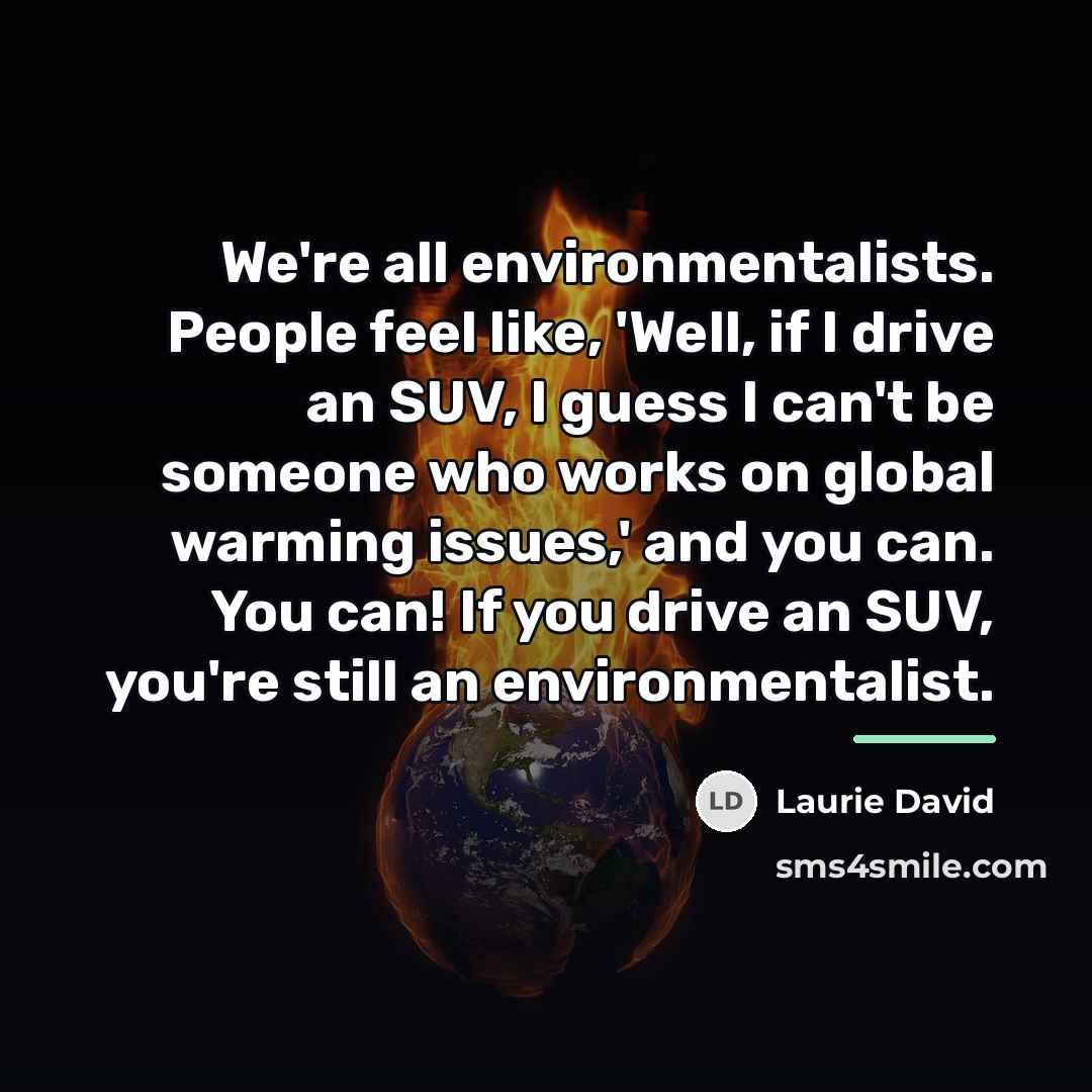 “We're all environmentalists. People feel like, 'Well, if I drive…” quote by Laurie David