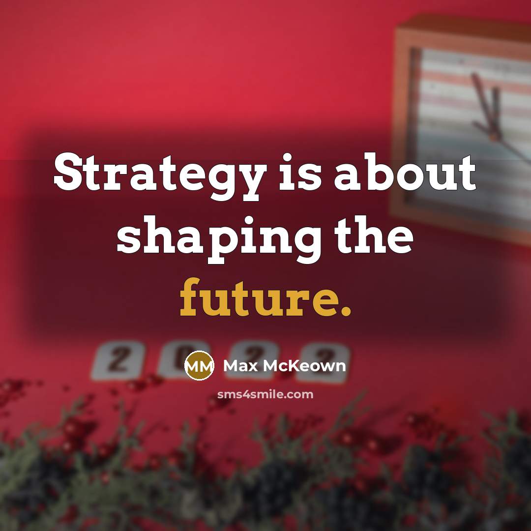 “Strategy is about shaping the future.…” quote by Max McKeown