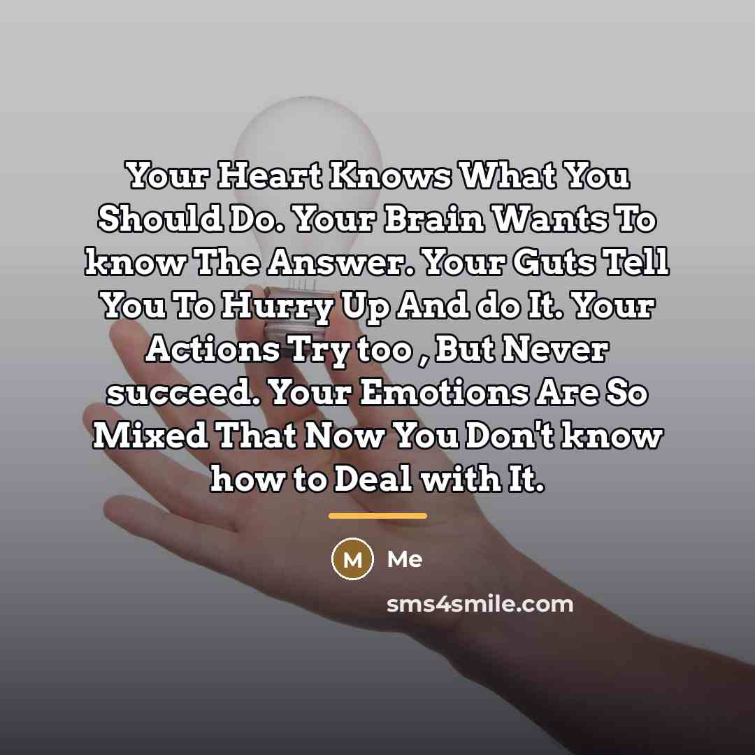 “Your Heart Knows What You Should Do. Your Brain Wants…” quote by Me