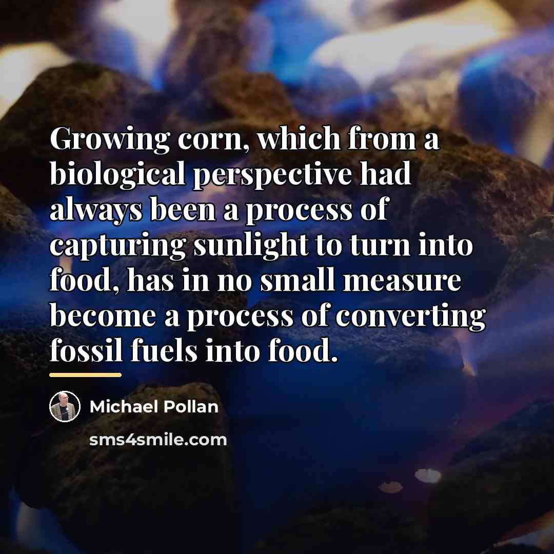 “Growing corn, which from a biological perspective had always been…” quote by Michael Pollan