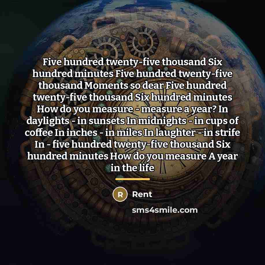 “Five hundred twenty-five thousand Six hundred minutes Five hundred twenty-five…” quote by Rent