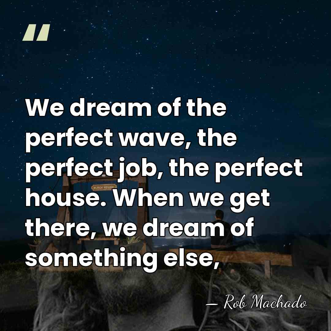 We dream of the perfect wave, the perfect job, the perfect house.&hellip; - Rob Machado