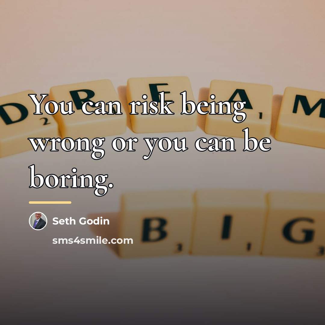 “You can risk being wrong or you can be boring.…” quote by Seth Godin