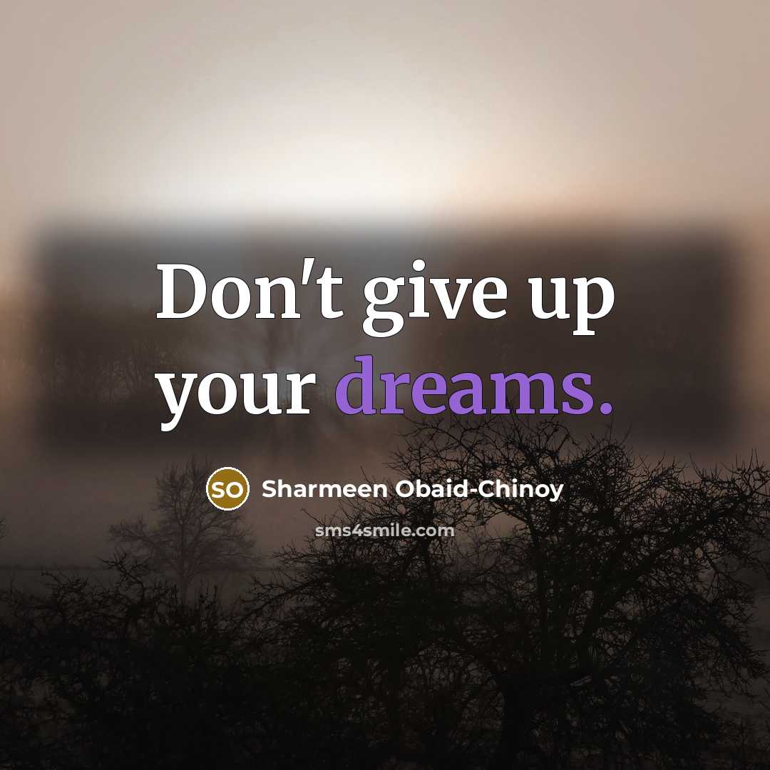 “Don't give up your dreams.…” quote by Sharmeen Obaid-Chinoy