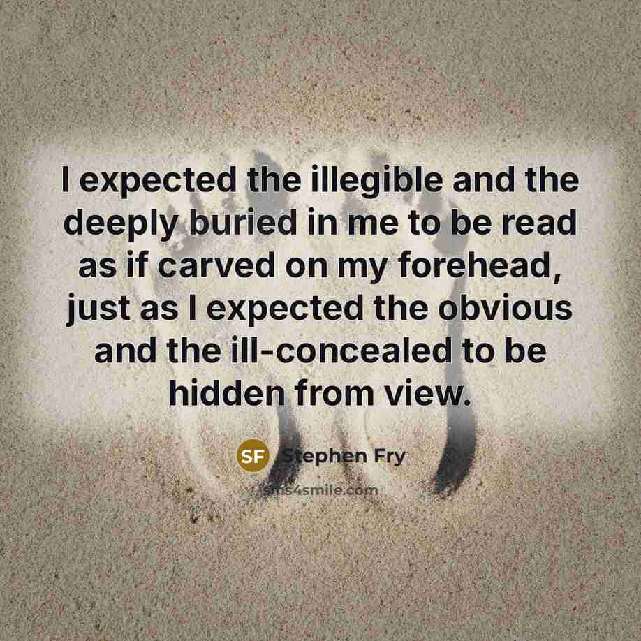 “I expected the illegible and the deeply buried in me…” quote by Stephen Fry