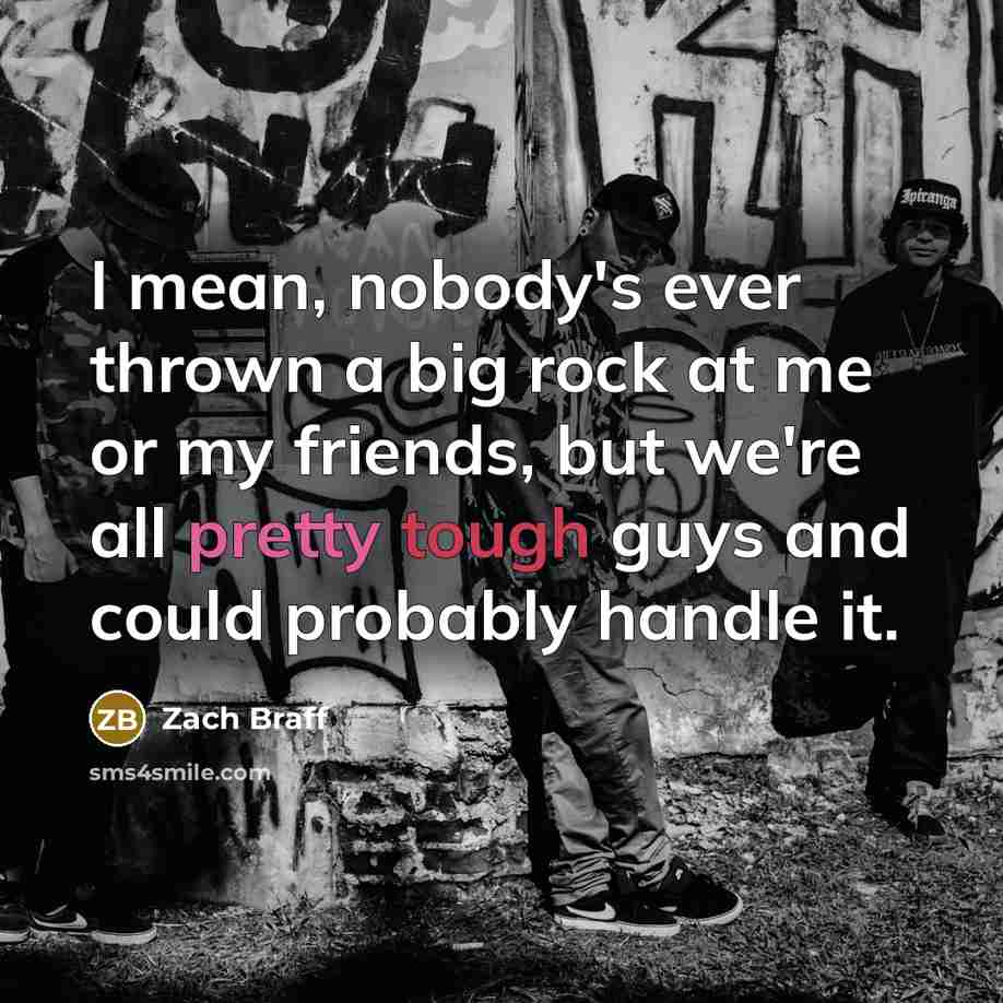 “I mean, nobody's ever thrown a big rock at me…” quote by Zach Braff