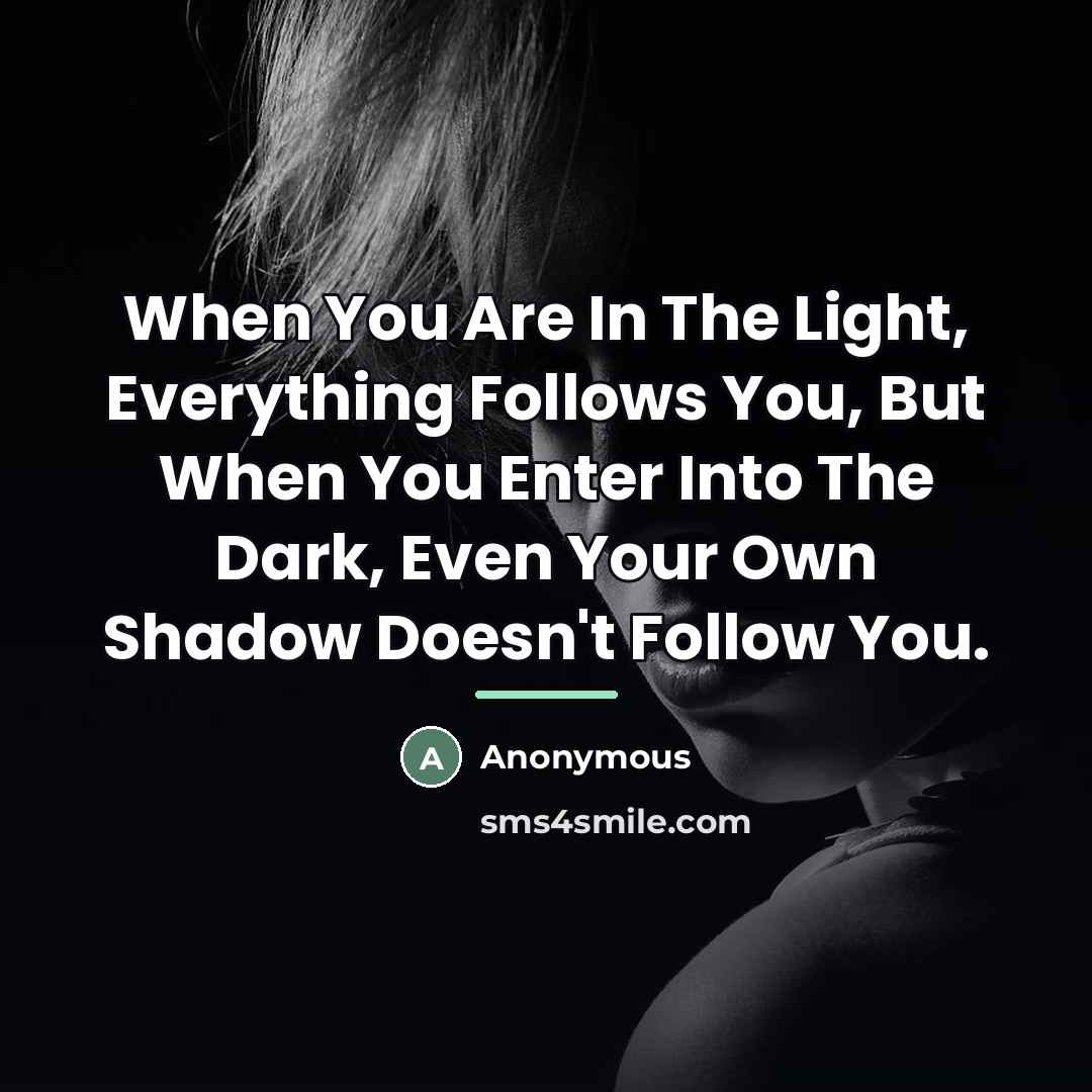 “When You Are In The Light, Everything Follows You, But…” quote by Anonymous