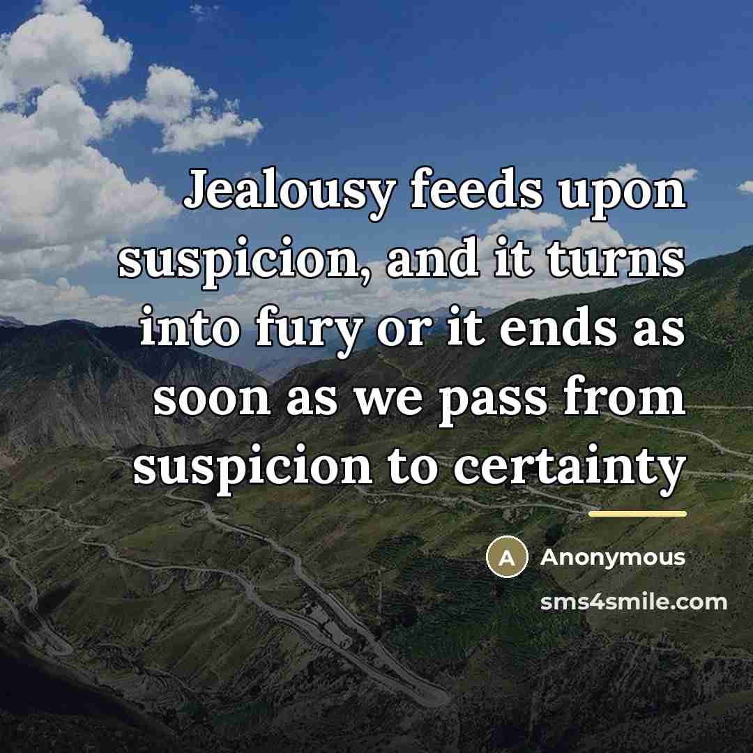 “Jealousy feeds upon suspicion, and it turns into fury or…” quote by Anonymous