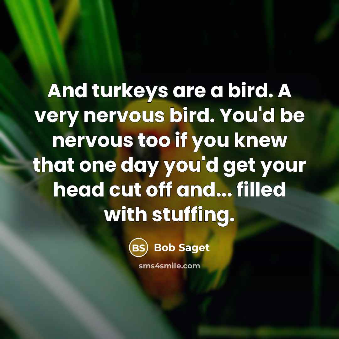 “And turkeys are a bird. A very nervous bird. You'd…” quote by Bob Saget
