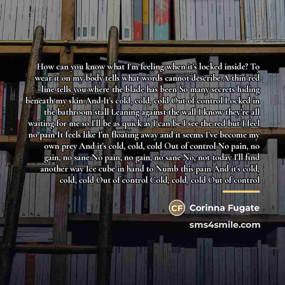 “How can you know what I'm feeling when it's locked…” quote by Corinna Fugate