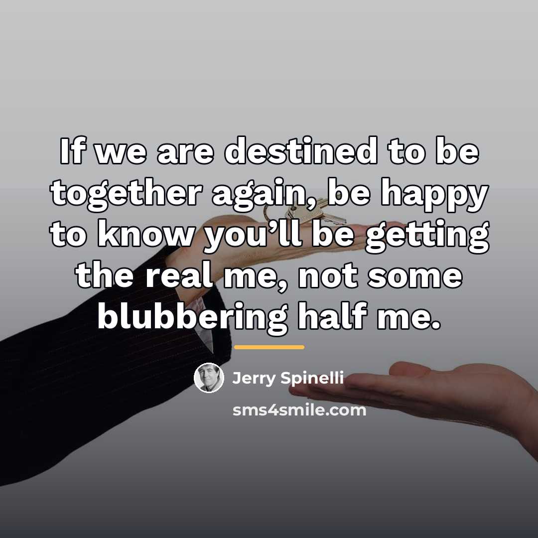 “If we are destined to be together again, be happy…” quote by Jerry Spinelli