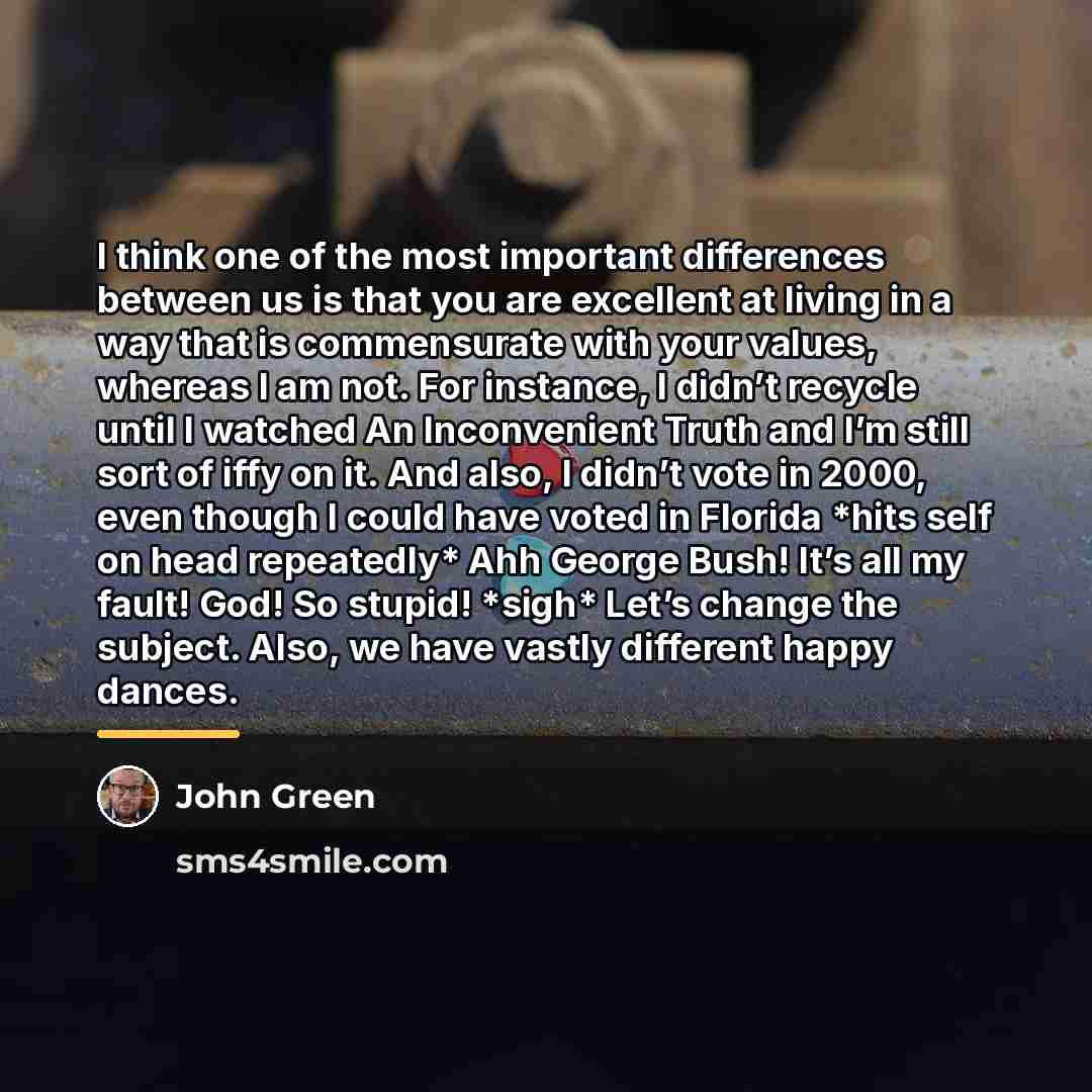 “I think one of the most important differences between us…” quote by John Green