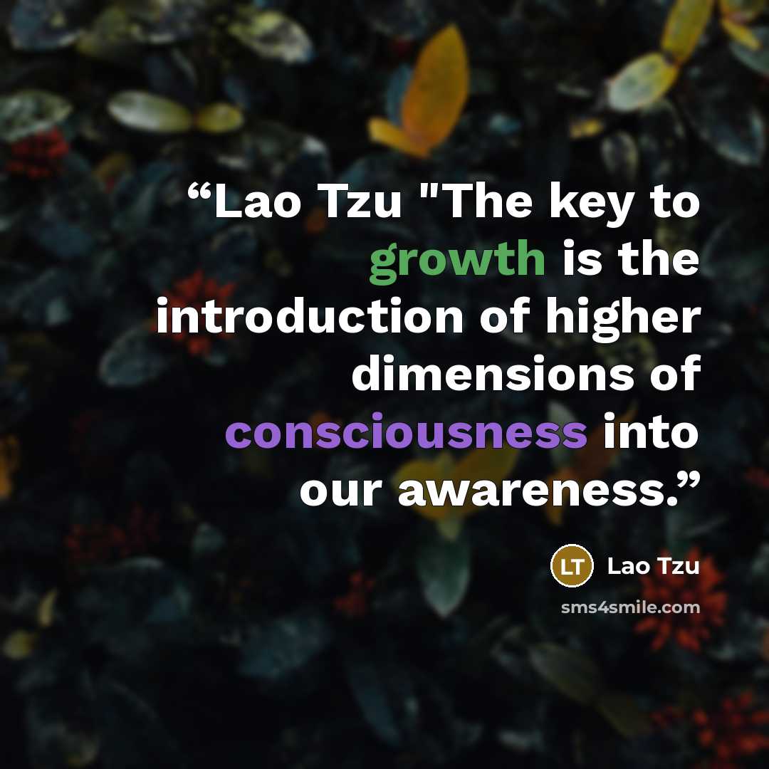 “Lao Tzu "The key to growth is the introduction of higher dimensions of consciousness into our awareness.” quote by Lao Tzu