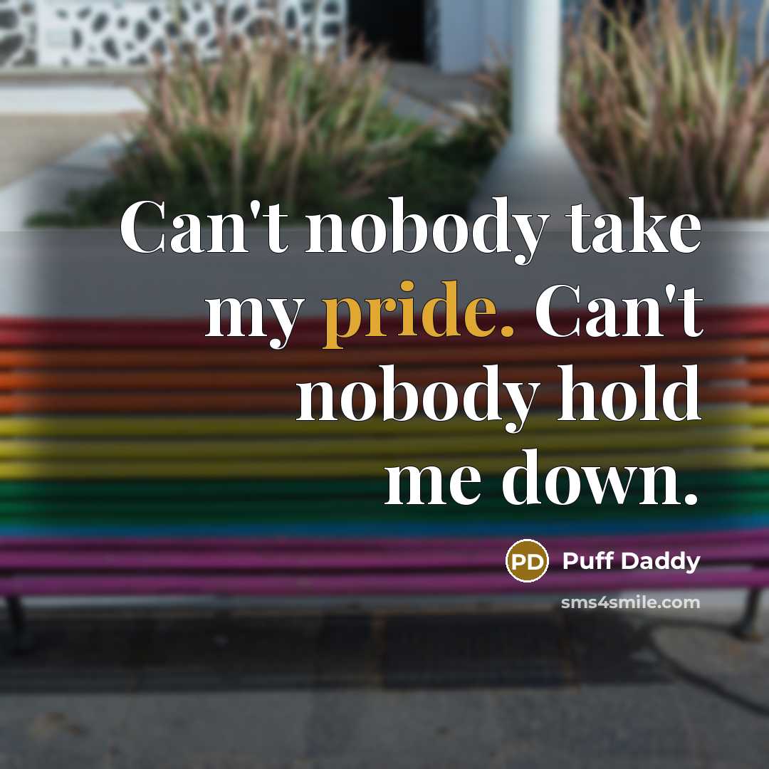 “Can't nobody take my pride. Can't nobody hold me down.…” quote by Puff Daddy