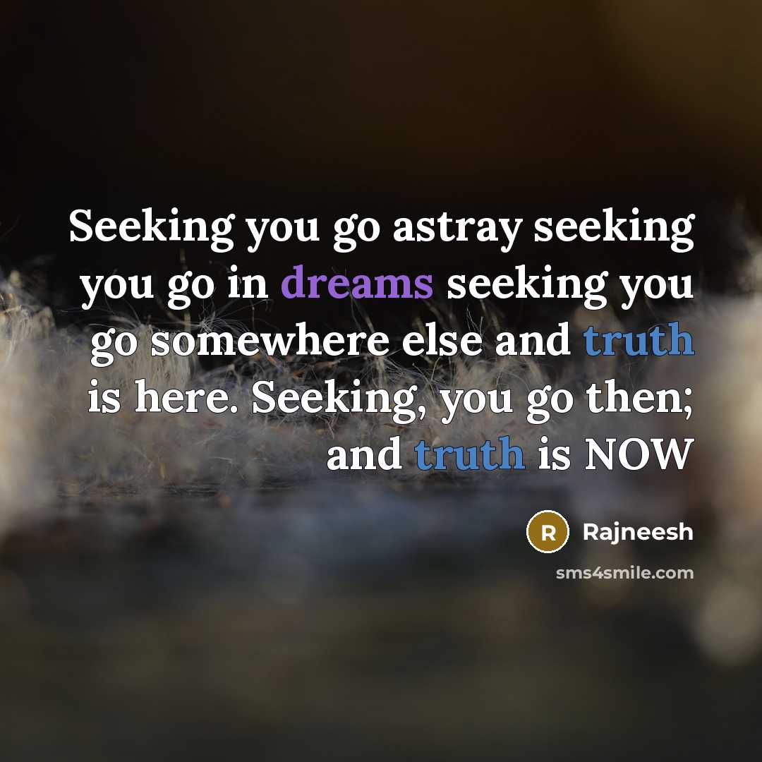 “Seeking you go astray seeking you go in dreams seeking…” quote by Rajneesh